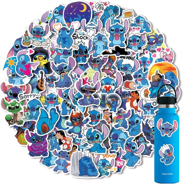 Pegatinas Stitch HUOGUO, 100 unidades, para botellas de agua, ordenador portátil o coche