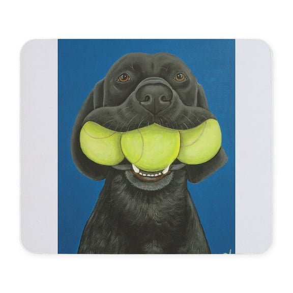 CafePress - Black Lab With 3 Tennis Balls Mousepad - Non-slip Rubber Mousepad, Gaming Mouse Pad