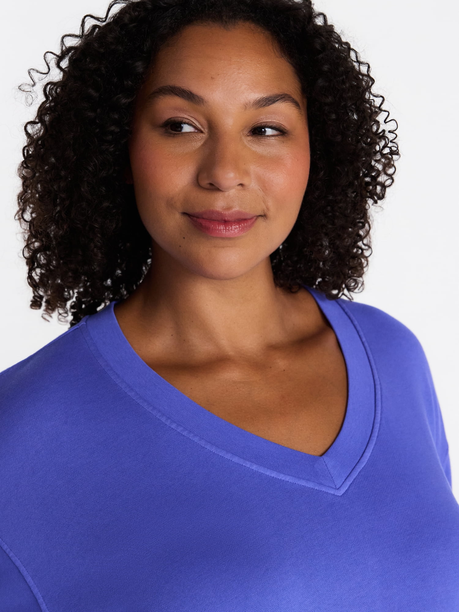 Terra & Sky Women's Plus V-Neck Sweatshirt, Sizes 0X-5X