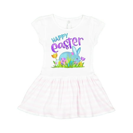 

Inktastic Happy Easter Blue Bunny and Eggs in Grass Gift Toddler Girl Dress