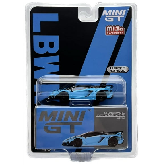 True Scale Miniatures Model Car Compatible with Lamborghini LB-Silhouette Works Aventador GT EVO (Blue) Limited Edition 1/64 Diecast Model Car MGT00494