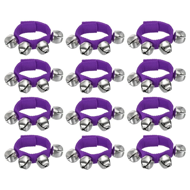 Unique Bargains 12 Pcs Clochettes de Poignet, Clochettes de Cheville Instruments de Percussion Rythme Musical pour Fête Noël, Violet