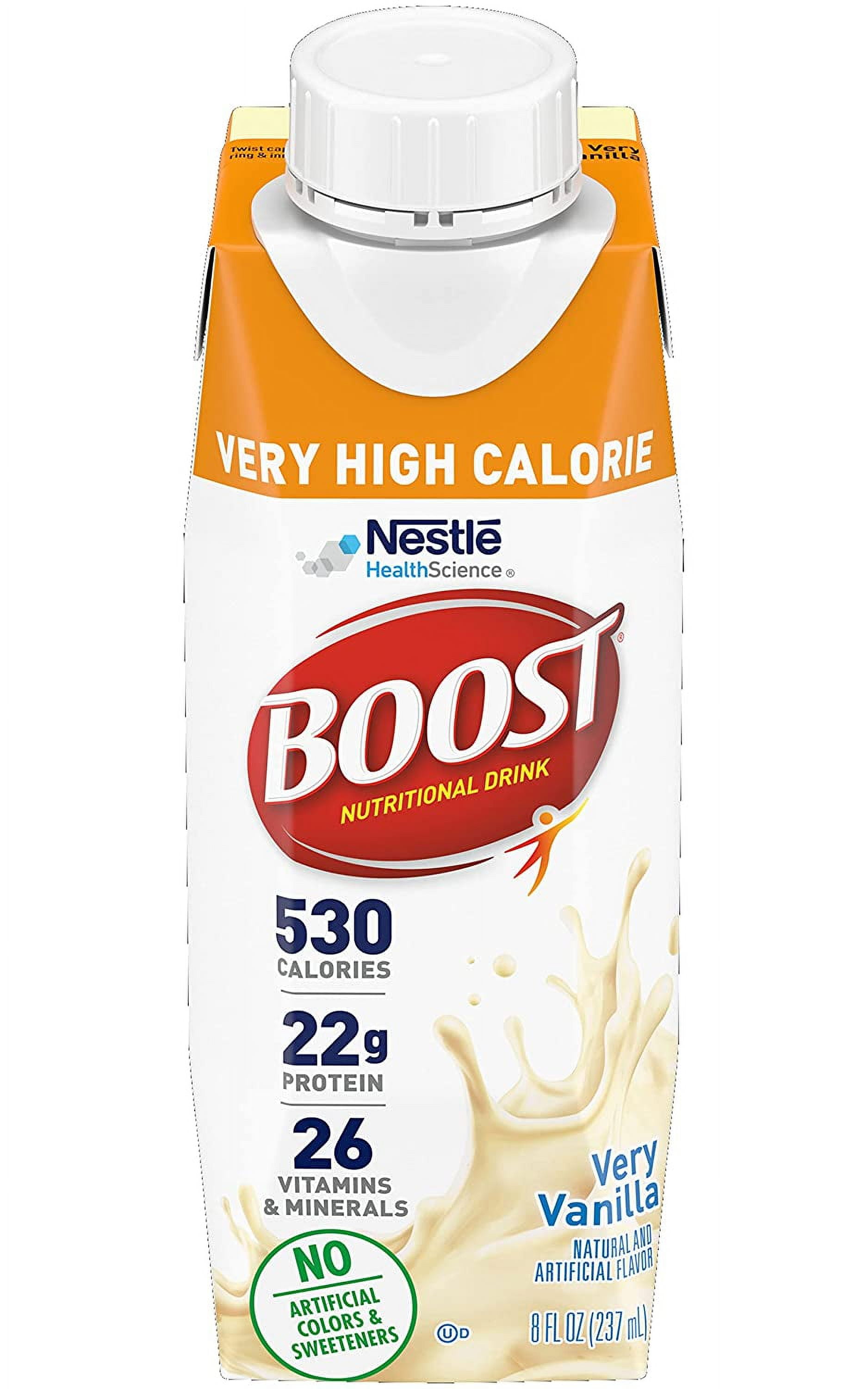 Boost Very High Calorie Nutritional Drink, Very Vanilla, 8 FL OZ (Pack of 3)