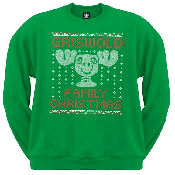 Christmas Vacation - Crochet Moose Mug Men's Irish Green Crewneck Sweatshirt