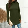 thumbnail image 5 of Women's Mock Neck Tunic Tops with Thumb Holes Long Sleeve Solid Color T-shirts Spring Fall Base Pullovers (S, Army Green), 5 of 8