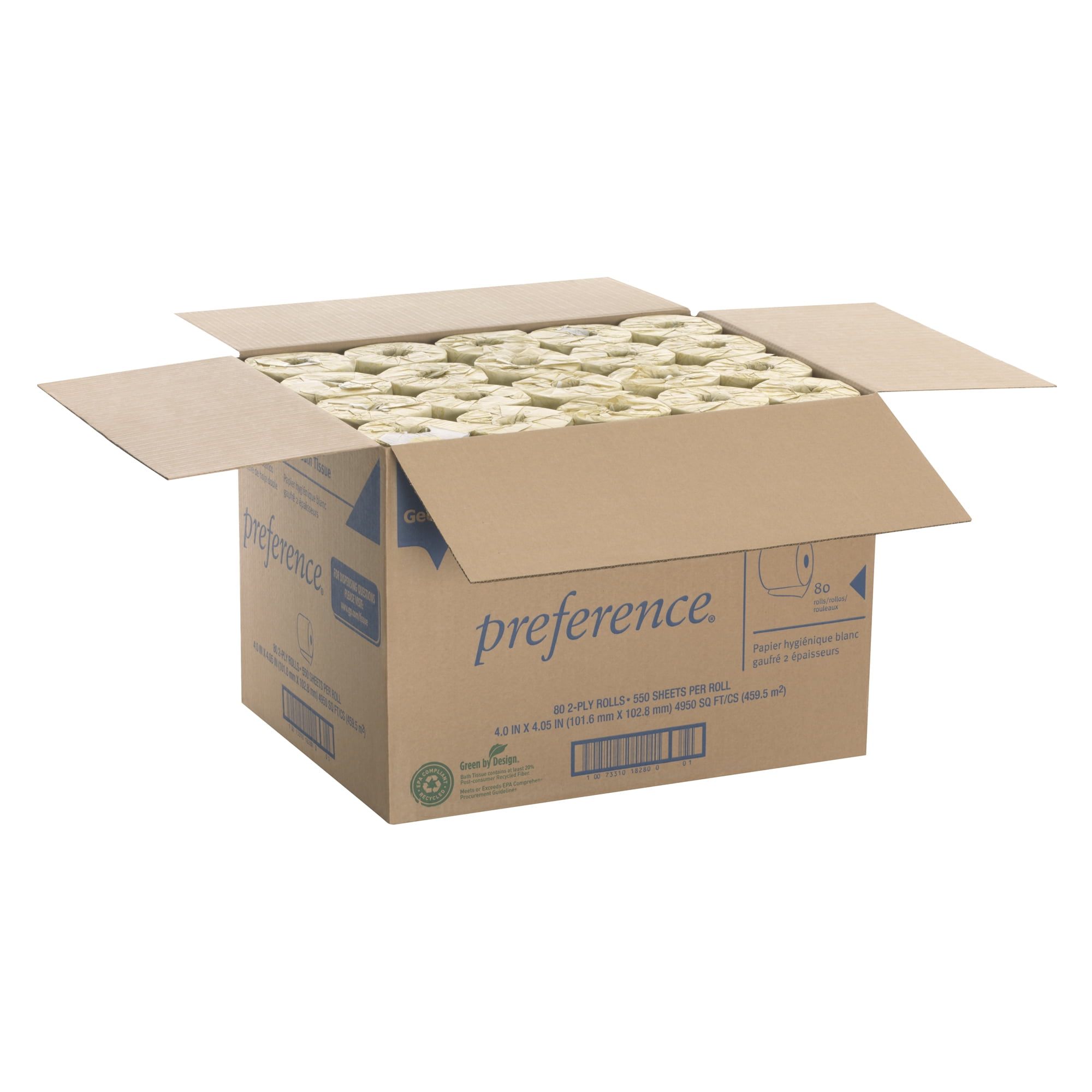 Georgia Pacific Professional Preference 2-Ply Embossed Toilet Paper, 18280/01, 80 Rolls per Case