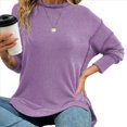 thumbnail image 2 of Sudaderas Holgadas de Larga para Mujer, de Canalé, con Abertura Lateral y Dobladillo Alto y Bajo, para Otoño Púrpura XL, 2 of 7