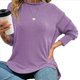 thumbnail image 2 of Sudaderas Holgadas de Larga para Mujer, de Canalé, con Abertura Lateral y Dobladillo Alto y Bajo, para Otoño Púrpura XL, 2 of 7
