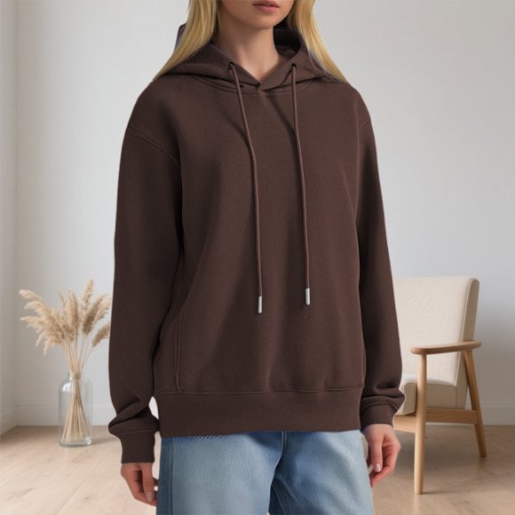 Women Hoodies Heavyweight Pullover Hoodie Oversized Drop Shoulder Long Sleeve Casual Sweatshirt Outerwear Streetwear Fashion