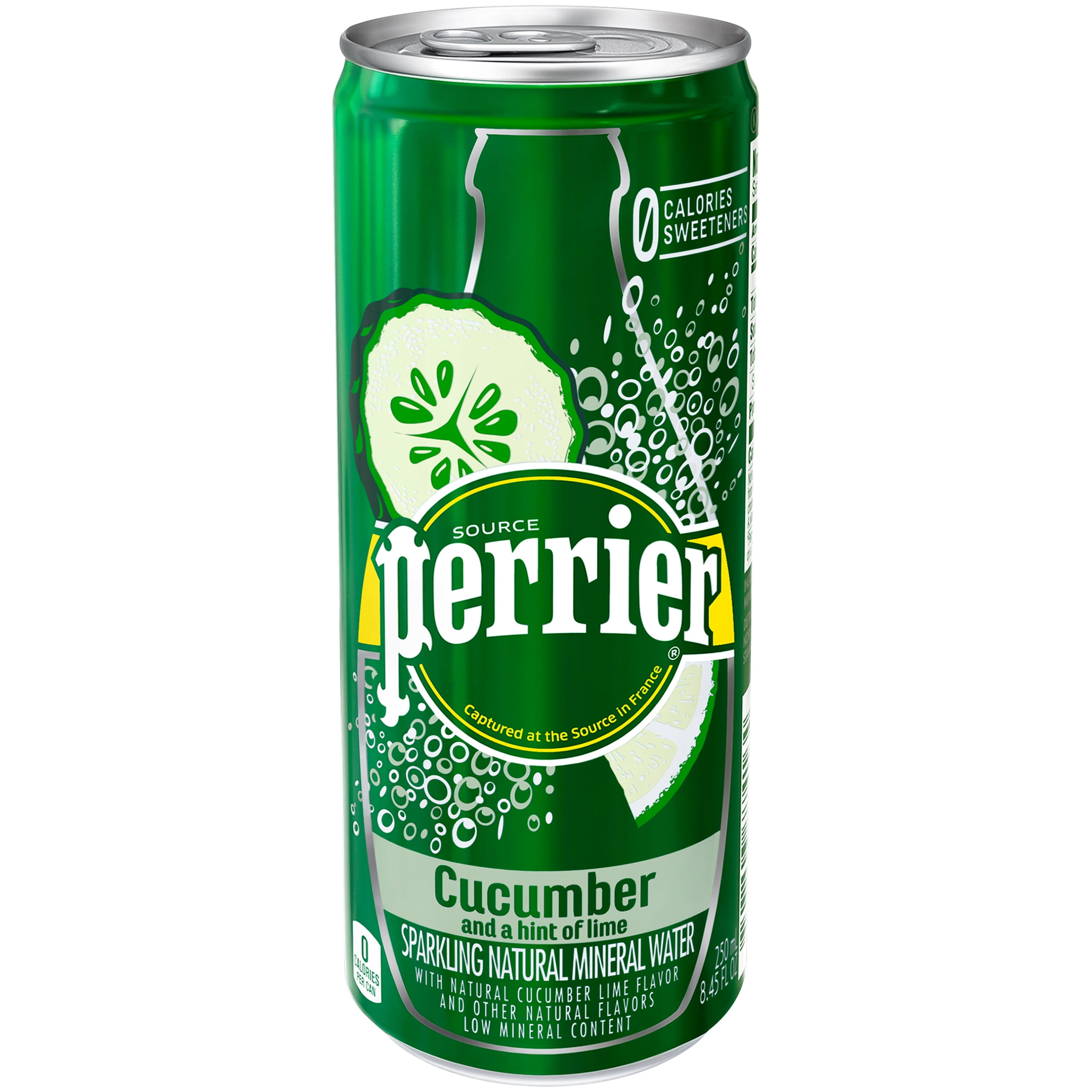 Perrier Sparkling Mineral Water, Cucumber Slim Can, 8.4 Fl Oz, 30 Ct