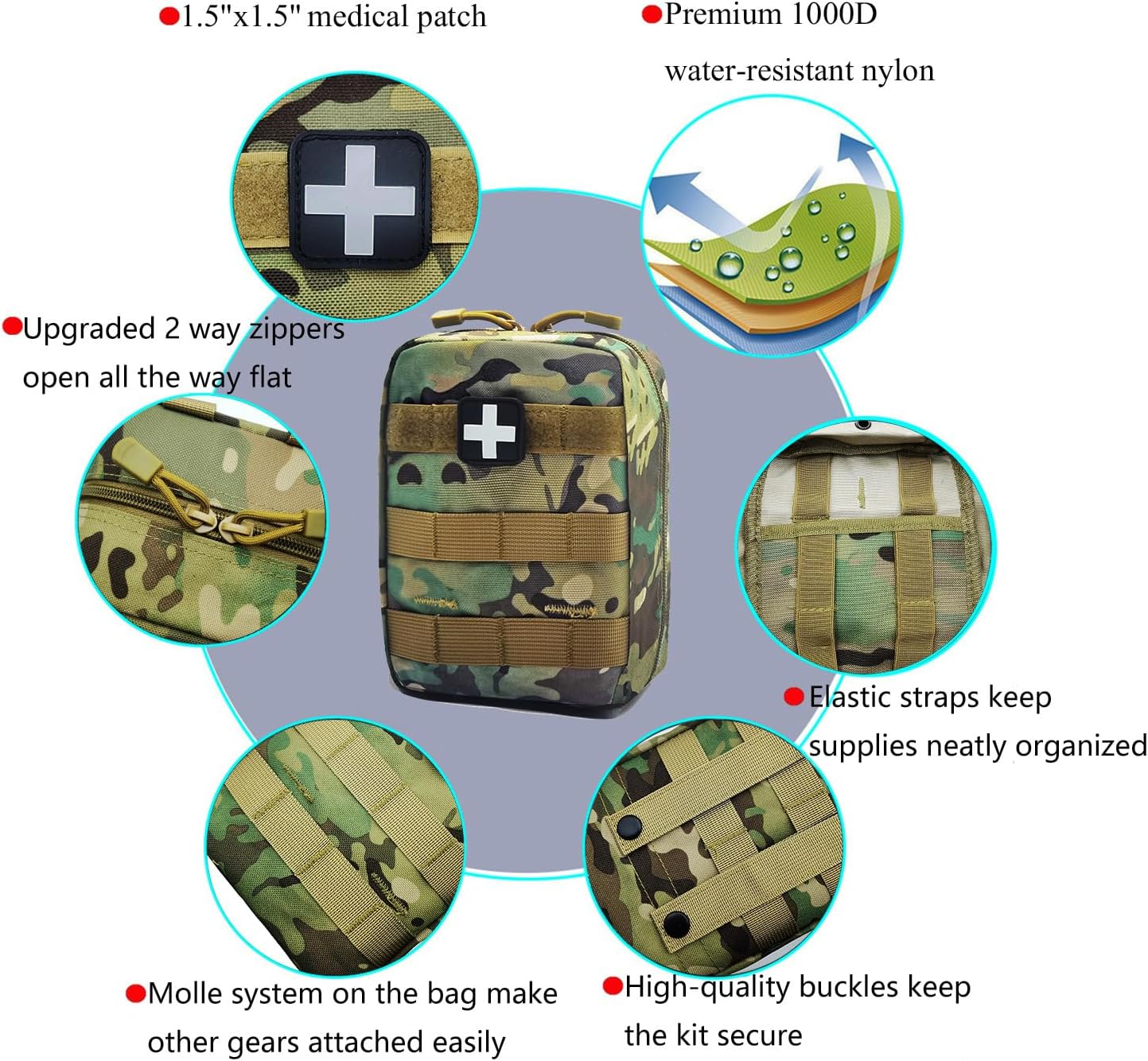 EMT Pouch MOLLE Ifak Pouch Tactical MOLLE Medical First Aid Kit Utilit Camouflage