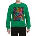 thumbnail image 3 of Colorful Cat Portrait | Cat Lover Owner | Dean Russo Art Animal Lover Unisex Crewneck Sweatshirt, Kelly, 4XL, 3 of 5