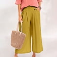 thumbnail image 2 of Laqbezok Women's Cotton Linen Wide Leg Pants, Elastic Waist Cropped Culottes with Pockets, Summer Casual Loose Trousers Summer Beach Capri Pants for Daily Wear, 2 of 5