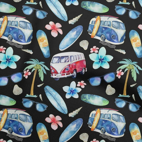 oneOone Polyester Spandex Black Fabric Tropical Hawaii Sewing Fabric By The Yard Printed Diy Clothing Sewing Supplies 56 Inch Wide