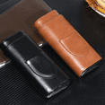 thumbnail image 2 of Cigar Case Three-Finger Portable Cigar Humidor PU Leather Case Box,Black, 2 of 5
