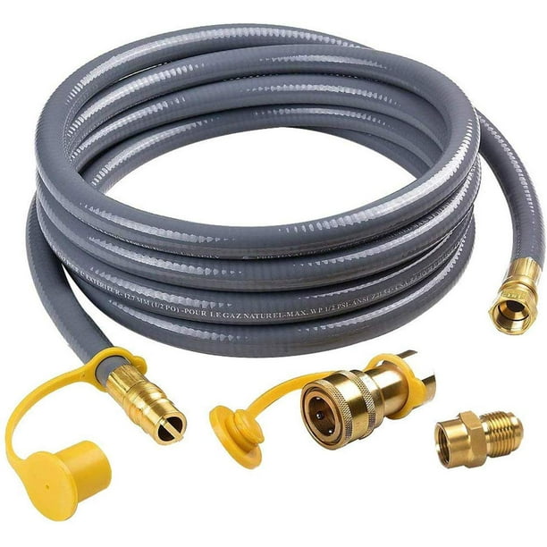 12 FT 3-8 Natural Gas Hose with Quick Connect 3-8 Includes Quick Connect  Fitting which Connects to 3-8 Male Pipe Thread