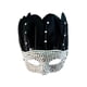 thumbnail image 2 of Máscara de diamantes de imitación de plumas brillantes, máscara de media cara, accesorios creativos para disfraces, máscara de para puesta, 2 of 9