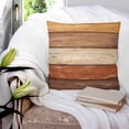 thumbnail image 3 of Pillow Covers 24x24 Set of 2, Farmhouse Burnt Orange Brown Throw Pillow Covers Decorative Couch Cushion Cover, Vintage Wooden Striped Microfiber Soft Square Pillowcases for Bedroom Living Room Sofa, 3 of 7