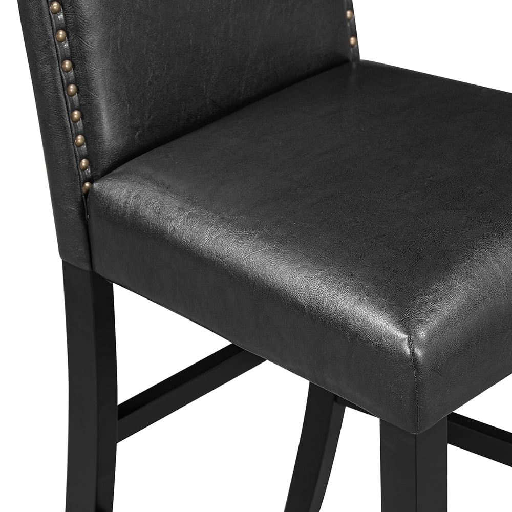 Kepooman 5-Piece Dining Set with Bottom Shelf, Black Chair + Black Table Kepooman 5-Piece Dining Set with Bottom Shelf, Black Chair + Black Table