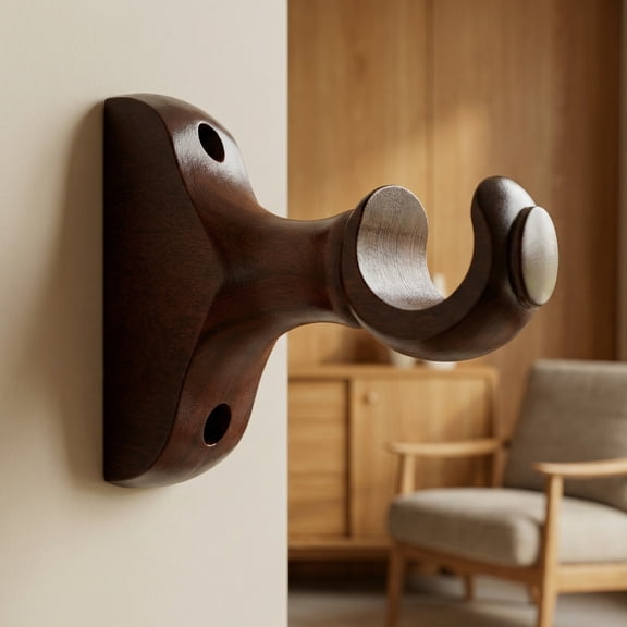 Milisten 2-Pack Wood Curtain Rod Brackets in Coffee for Living Room, Bedroom, Kitchen Window Treatments