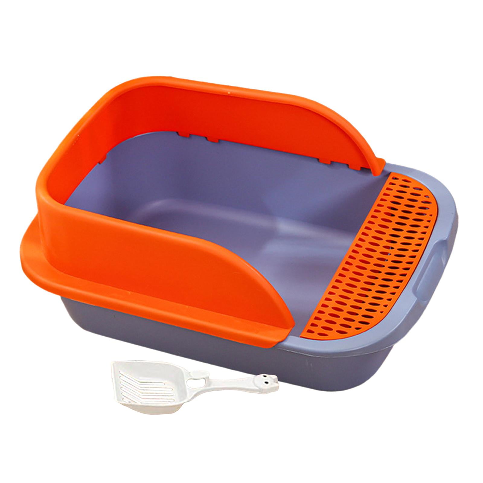Cat with Frame, with Scatter , Easy Clean, High Sides Cat with er, Kitty , , Cat Toilet Blue Orange Medium