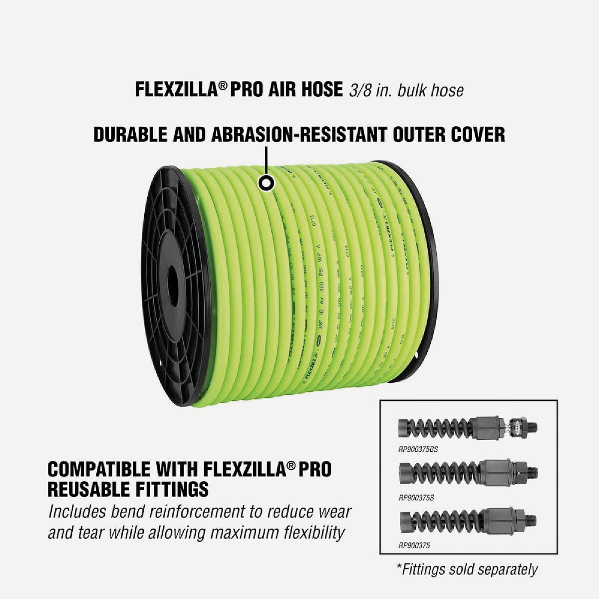Flexzilla Pro 3/8 In. x 250 Ft. Polymer-Blend Bulk Air Hose HFZ38250YW-DIB