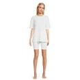 thumbnail image 2 of Lissome Women's Oversize Hacci Ribbed Tee and Bike Shorts Lounge Set, 2-Piece, Sizes S-4X, 2 of 5