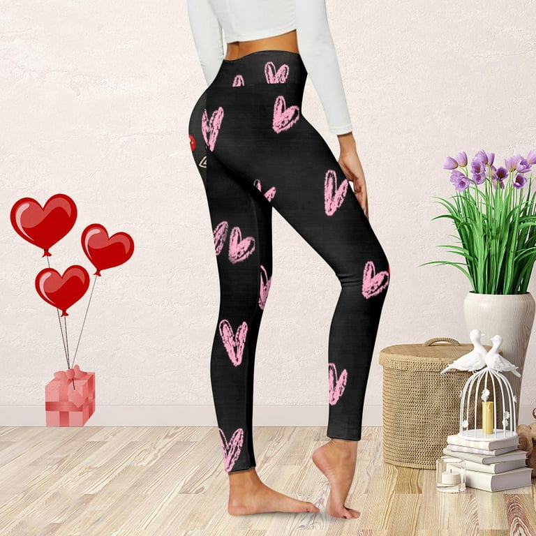 Shpwfbe Leggings for Women Gifts for Women Womens Leggings Valentine Day  Cute Print Casual Comfortable Home Leggings Boot Pants Black L, Gifts for