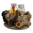 thumbnail image 4 of Ebros Proud Fowl Rooster Standing By Rustic Wooden Fence And Sunflower Glass Salt And Pepper Shakers Holder Display Stand Resin Figurine 4.75" Wide, 4 of 5