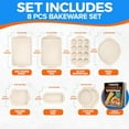 thumbnail image 2 of Baking Pan Set - Nonstick Coating, Carbon Steel Bakeware Set with White Silicone Handle, Recipe Booklet Included, Oven Safe Tray (Up to 450° F), Set of 8 - White, 2 of 4