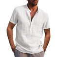 thumbnail image 1 of Camisa de lino y algodón para hombre, camisa informal de corte regular y manga larga, 1 of 4