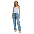 thumbnail image 2 of Judy Blue Mid Rise Tummy Control Vintage Wash Straight Leg Jeans for Women, 2 of 3