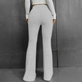 thumbnail image 5 of Ribbed Pants for Women, Audhol Women's Elastic Slim Fit Pants Sports Leisure Solid Color Brushed Strip Pocket Casual Pants Knit Pants for Women Light Ashy S, 5 of 7