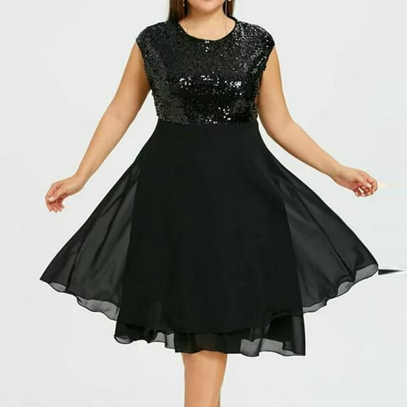 Enwejyy Women's Elegant Party Wedding Ball Gown Sequin Layered Chiffon Plus Size Formal Dresses