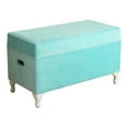 thumbnail image 1 of HomePop Banc de Rangement Décoratif en Tissu Traditionnel en Bleu, 1 of 7