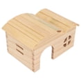 thumbnail image 2 of Casa de madera para hámster, resistente a mordeduras, sin fondo, cabaña de bambú para hámsteres, osos dorados, pequeños animales., 2 of 14