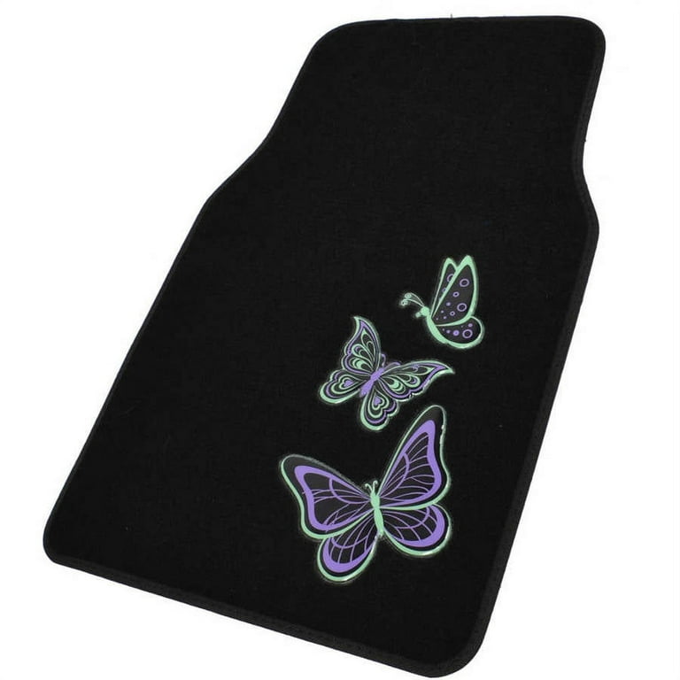 1pc Black Butterfly Pattern Kitchen Mat, Skin-friendly