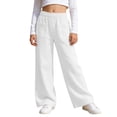 thumbnail image 4 of Girls Cotton Linen Capri Pants Summer Drawstring Wide Leg Pants with Pockets Holiday Boho Beach Palazzo Pants for Kid Boys, 4 of 8