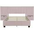 thumbnail image 5 of Queen Size Upholstered Platform Bed with Big Headboard, Modern Velvet Bed with Storage Shelves, Wood Platform Bed,No Box Spring Need, Easy Assembly, 5 of 9