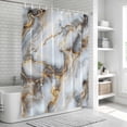 thumbnail image 5 of Marble White Yellow Shower Curtain Set - Extra Long 72" x 96" Washable Bathtub Curtain with 12 Hooks, Modern Art Ink Painting Waterproof Fabric Stall Shower Curtains for Bathroom/Bathtub Décor, 5 of 6