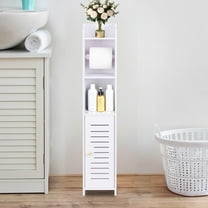 YOYTOO Bathroom Storage Cabinet with Doors and Shelves, Toilet Paper Roller Holders Free Standing Organizer for Small Spaces