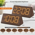 thumbnail image 4 of Wooden Digital Alarm Clocks for Bedrooms - Electric Desk Clock with Large Numbers, USB Port, Loud Heavy Sleepers, Adjustable Volume, Dimmer, Snooze, DST, Wood Décor, Adapter Powered, 4 of 4