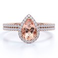 thumbnail image 1 of JeenMata Anillo Nupcial Gran de 1,5 Quilates con Morganita y Moissanita Talla Pera Engastado en Oro Rosa, 1 of 6