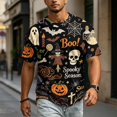 thumbnail image 4 of Happy Halloween Men's Short Sleeve T-Shirt, Cute Ghost Pumpkin Spiderweb Pattern Crew Neck Stylish Autumn Streetwear Tees, 4 of 5