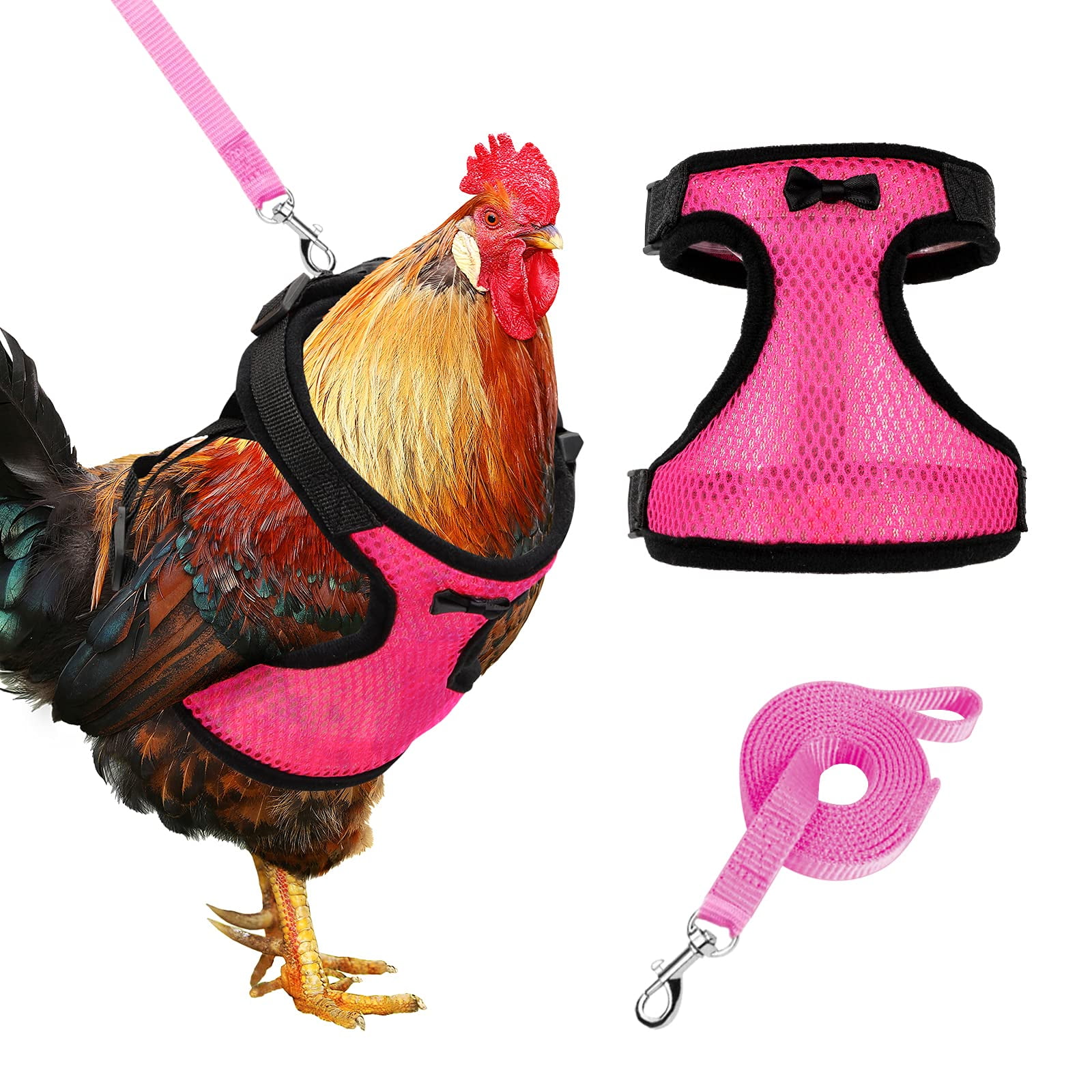 Adhafera Chicken Harness with Leash, Upgraded Double Adjustment Chicken Harness and Leash Set