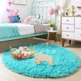 thumbnail image 1 of Namzi Blue Round Rug for Bedroom,Fluffy Circle Rug 23.6*23.6in,Shaggy Circular Rug for Nursery Room,Fuzzy Plush Rug for Dorm,Blue Carpet, 1 of 5