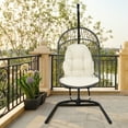 thumbnail image 4 of Costway Hanging Wicker Egg Chair w/ Stand Cushion Foldable Outdoor Indoor Beige, 4 of 10