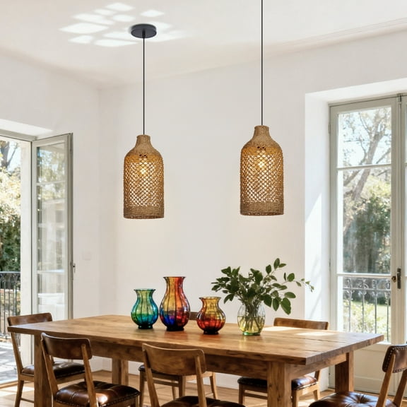 UEEYAC Japanese Style Creative Rattan Restaurant Living room Pendant Light