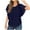 Blue, variant on Chiffon Blouses for Women Elegant Batwing Short Sleeve Shirts Flowy Double Layered T Shirt Casual Pleated Front Tunic Tops Lightweight Crewneck Blouse Black M