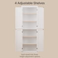 thumbnail image 2 of Aiho 66.9" Bathroom Storage Cabinet, Freestanding Wooden Linen Cabinet with 4 Doors & Adjustable Shelves for Bathroom, Kitchen, White, 2 of 11